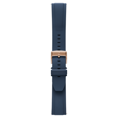 Pininfarina FKM Rubber 22mm Watch Strap - Dark Blue - Rose Gold Buckle
