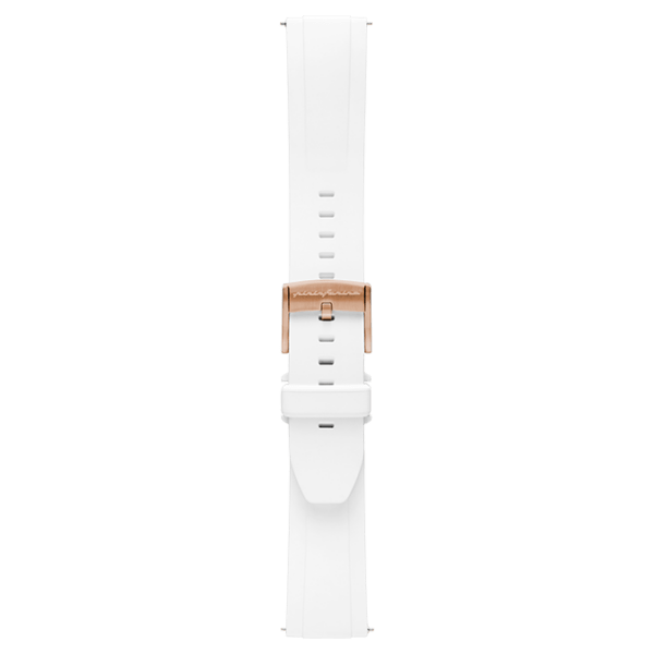 Pininfarina FKM Rubber 22mm Watch Strap - White - Rose Gold Buckle -