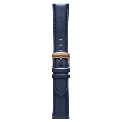 Pininfarina Genuine Italian Leather 22mm Watch Strap – Dark Blue - Rose Gold Buckle